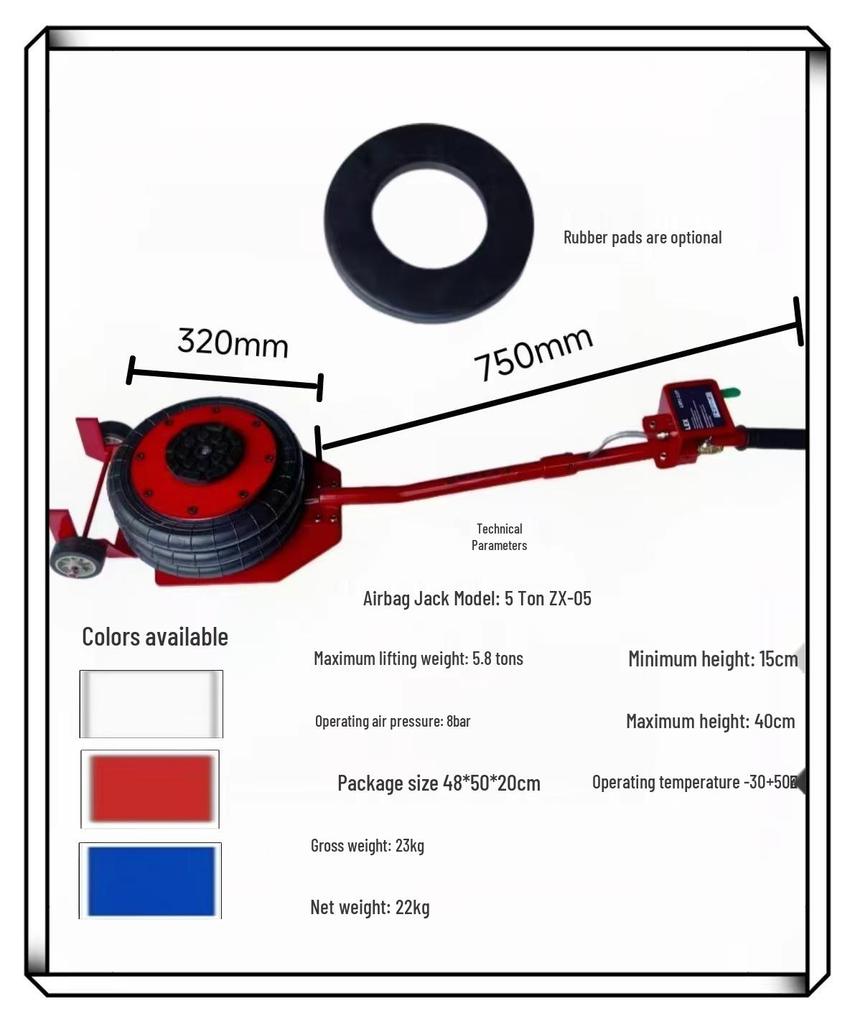 3T5T6T Пневматический домкрат-подушка: Портативный горизонтальный складной дизайн