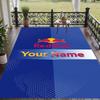 Custom Name Red Bull Racing Crystal Velvet Floor Rug Personalized Text Soft Carpet Home Decor