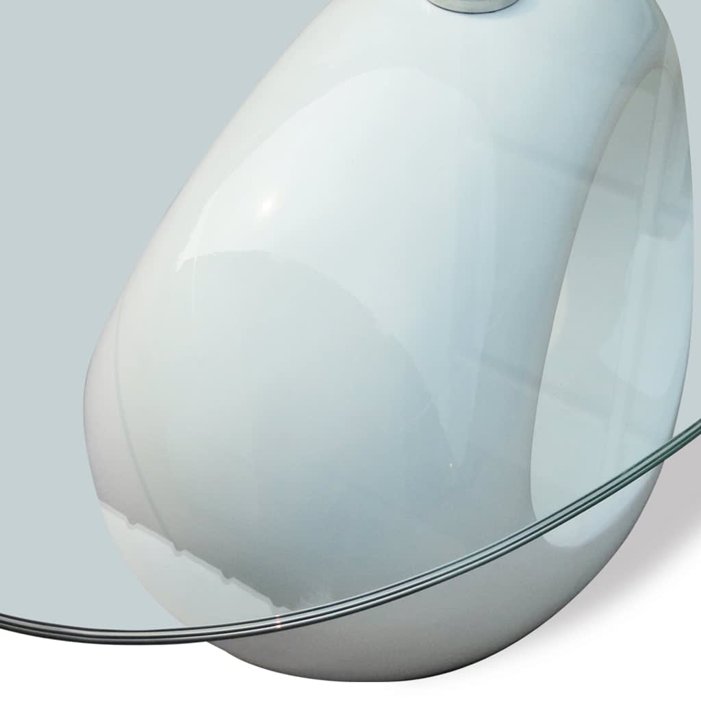 Oval Glass Coffee Table High Gloss White