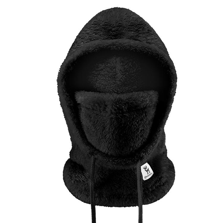 Warm fur balaclava for winter skiing Arctic Velvet size L - black