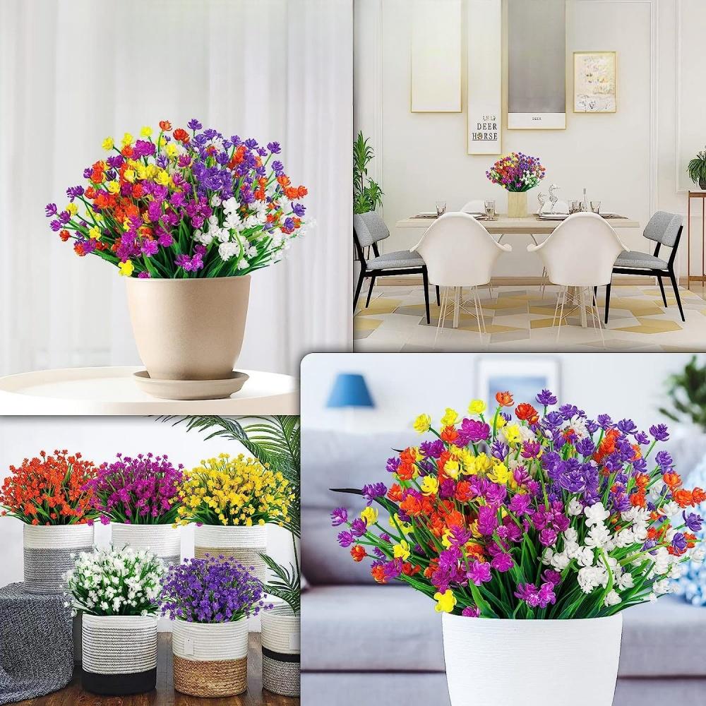 9Pack Realistic UV Resistant Artificial Flowers – Lifelike & Maintenance-Free Faux Plants for All-Season Home and Wedding Decor