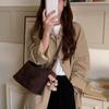 Simple Handbag Suede Shoulder Bag Solid Color Large Capacity Hobo Bag Korean Style Fashion Ladies Crossbody Bag Holiday