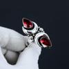 Garnet Gemstone Adjustable 925 Sterling Silver Ring - Fits US Sizes 6 To 10 - Handmade Boho Jewelry for Women & Men, Valentine Gifts