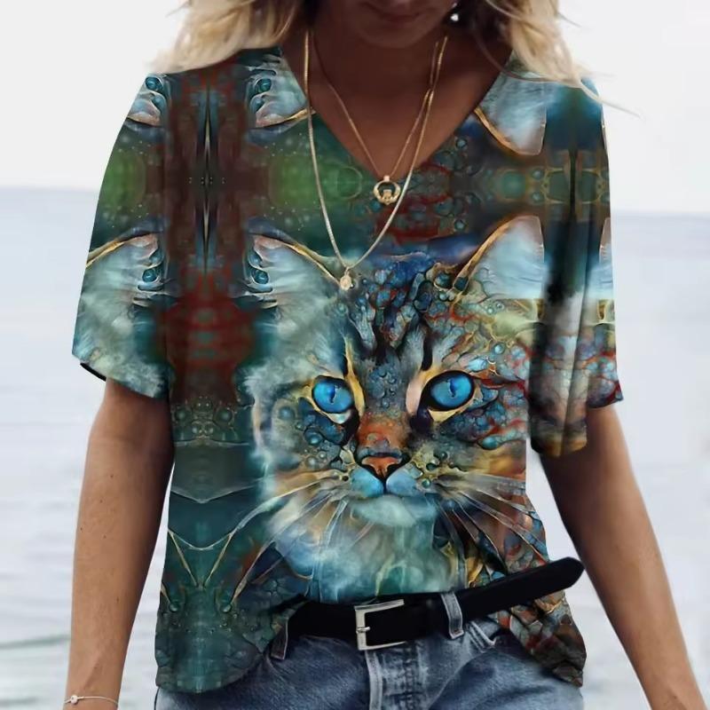 New Style T-shirt For Women Butterfly Leopard Print Tees Blouse Oversized T-Shirt Summer Women's Clothing Short Sleeve
