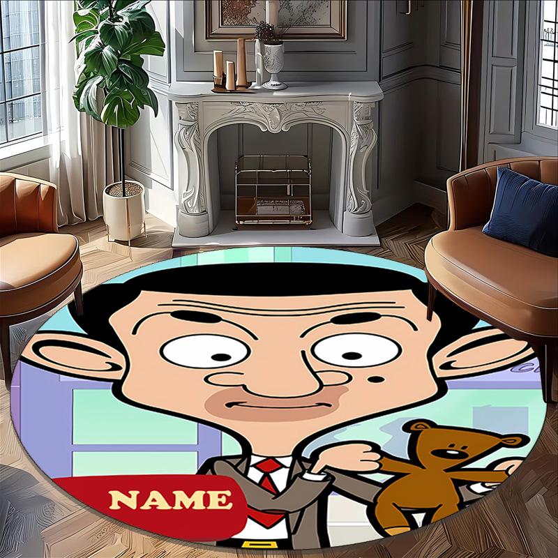 Customizable M-Mr Bean1 Round Non-Slip Carpet - Ideal for Garden, Picnic, Office, Perfect for Decoration, Suitable For All Seasons