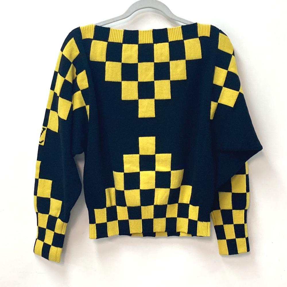 Louis Vuitton apparel checkerboard knit Long sleeve sweater Yellow x Black