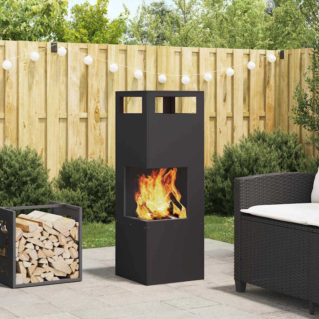 Outdoor Fire Pit Black 35 x 35 x 100 cm Steel