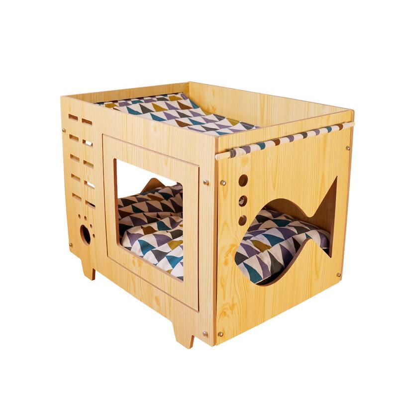 ZISIZ Wooden Double-Layer Cat Dog Hammock Bed