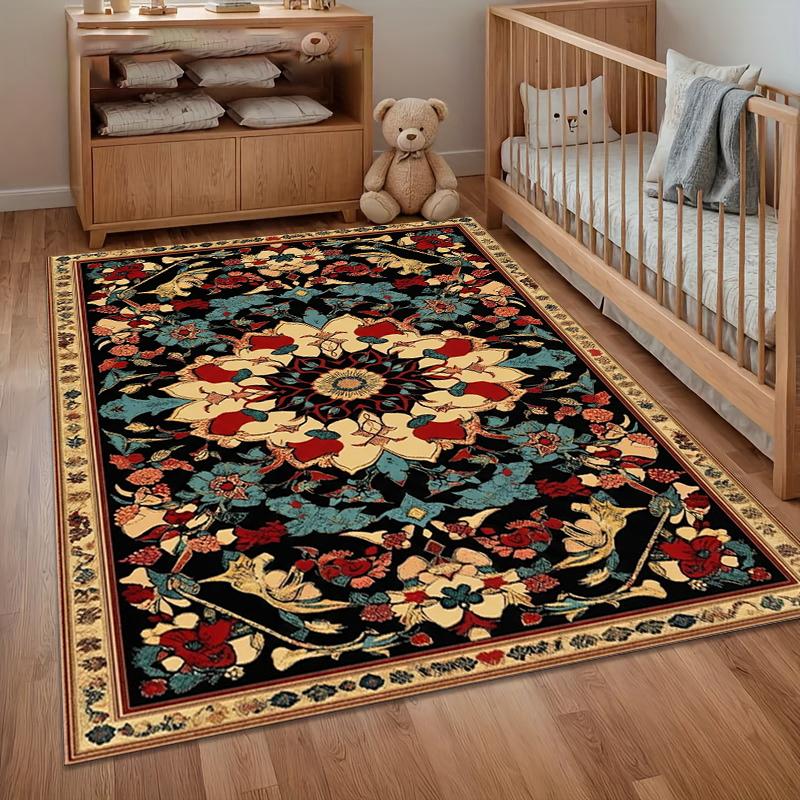 Home Decor Carpets for Living Room Vibrant Persian Floral Area Rug Non-Slip Entry Door Mat Washable Alfombra Durable Floor Mat