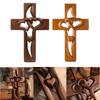 Solid Wood Intertwined Heart Wooden Cross Christian Log Cross Pendant  Valentine's Day