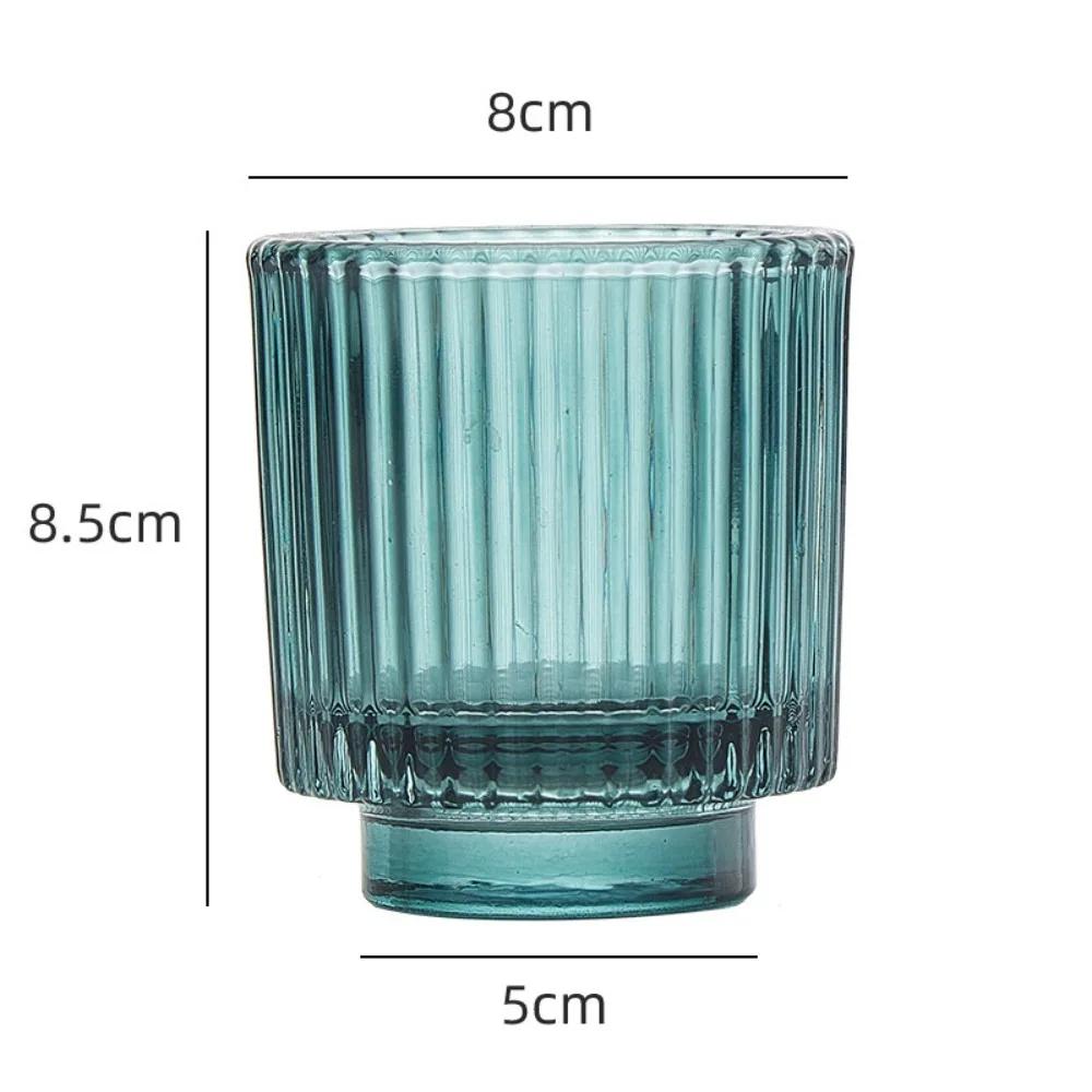 Современный скандинавский стеклянный подсвечник с прозрачной чашей для свечи с вертикальными полосками для центральных элементов, украшения стола для свадьбы, дня рождения