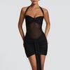 Женское Повседневное Однотонное Сетчатое Пэчворк Скрученное Платье-Топ Bodycon
