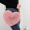 Fashion Women's Heart Shaped Handbags Cute Faux Fur Crossbody Bags Lady Soft Plush Chain Shoulder Bag Shopper Totes