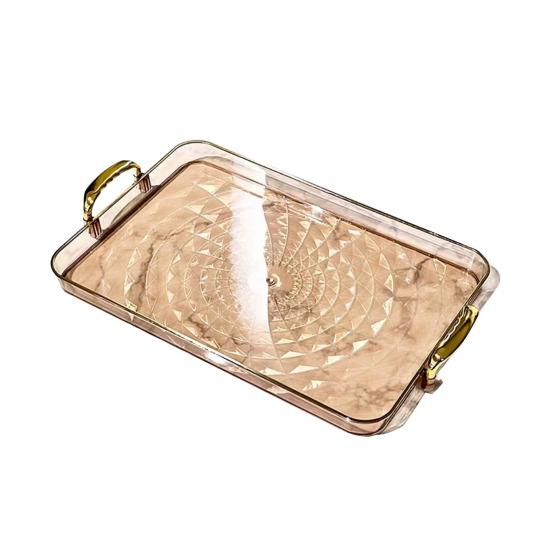 Прозрачный поднос для подачи с ручками, многоцелевой поднос для фруктов, закусок, десертов для домашних вечеринок, штабелируемый, декоративный, для хранения, кухонный органайзер