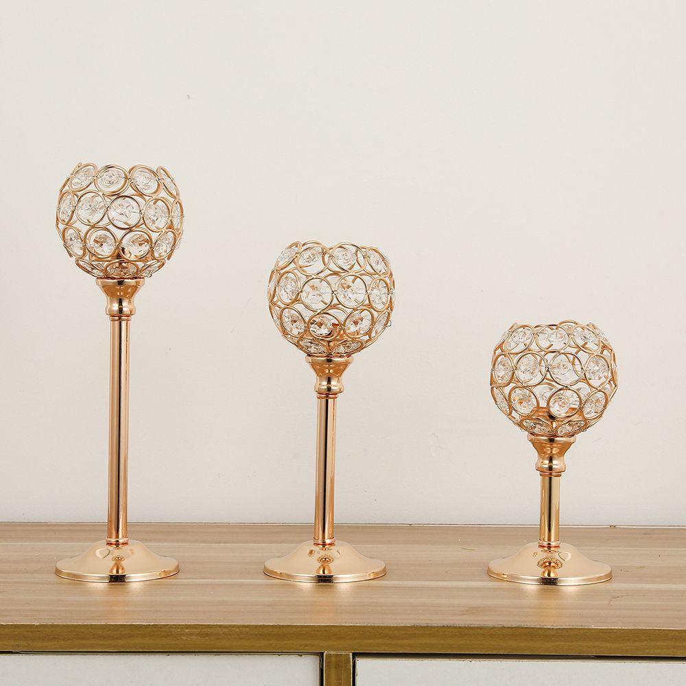 Товары для вечеринок Романтический ужин Подсвечник Золотая хрустальная чаша Подсвечник для чайной свечи Свадьба Церковь