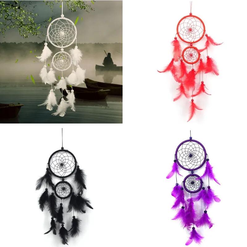 Feather Pendant Decoration Ornament Car Pendant Feather Wind Chimes Decor DIY Handmade Dream Catcher Material Kit