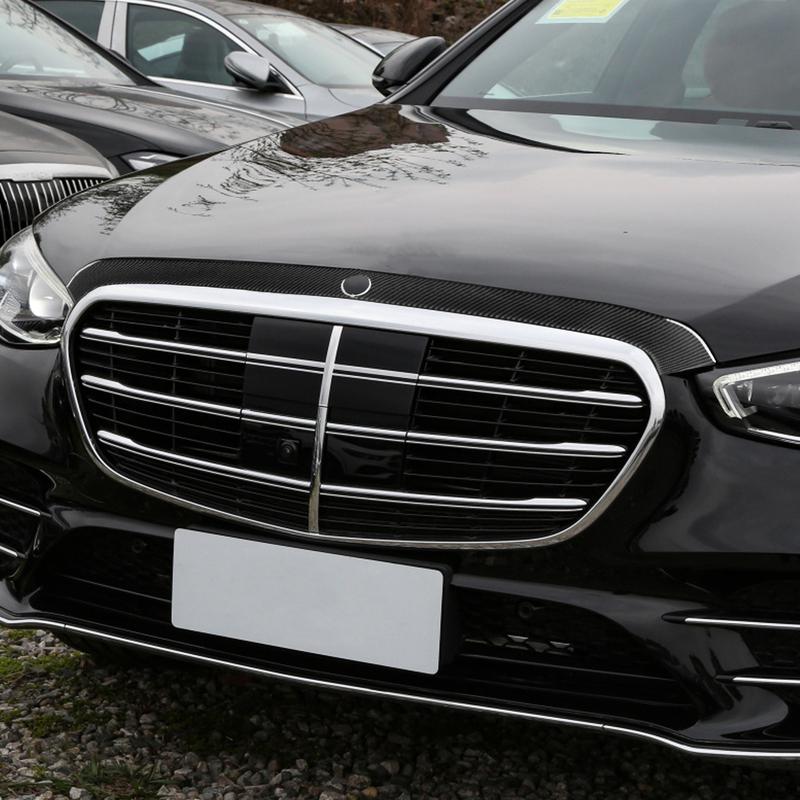 Carbon Fiber Front Center Grille Panel Strip Decal Car Accessories Exterior Cover Trim Sticker For Benz Maybach S Class W223 21+