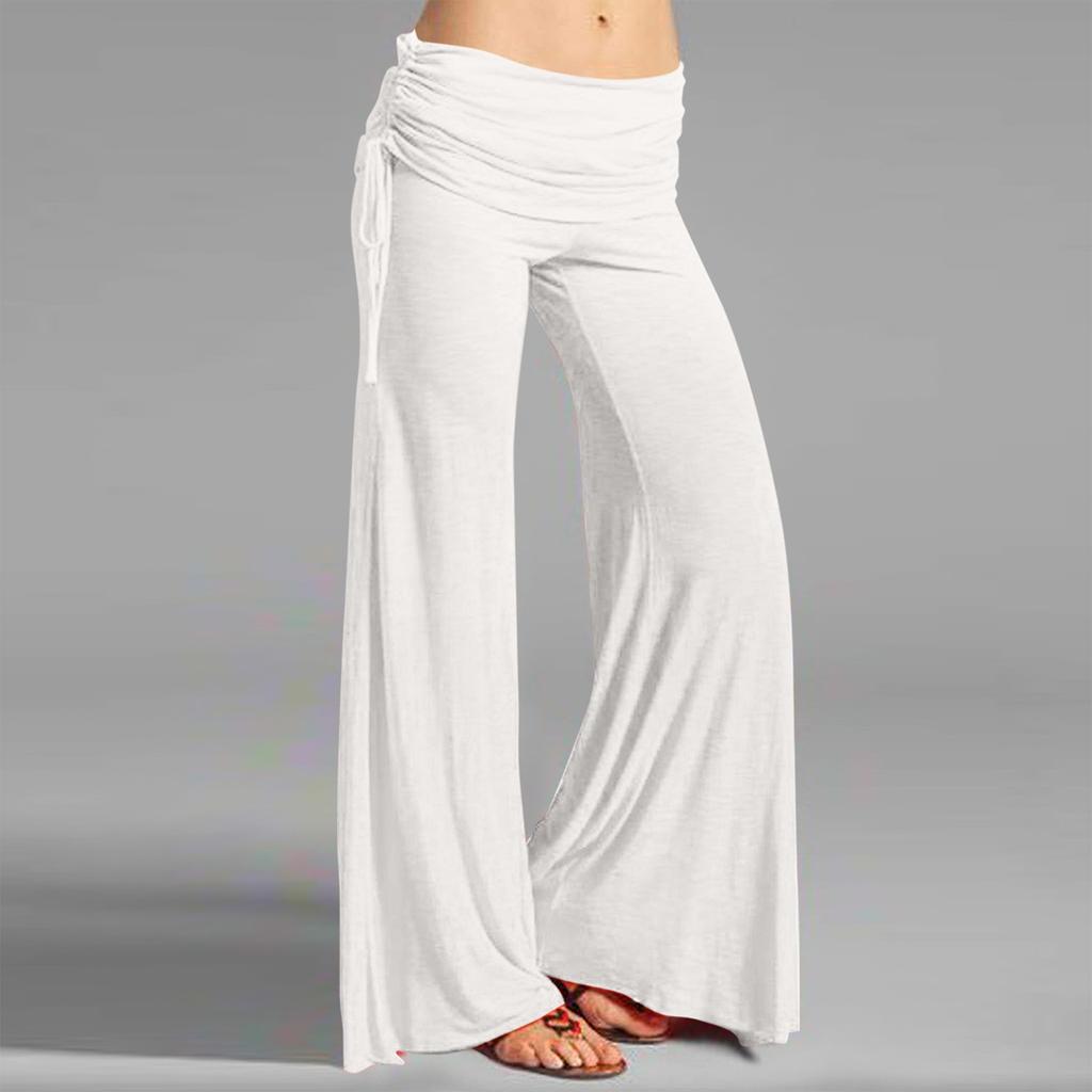 Women's High Waist Wide Leg Pants Casual Loose Fit Palazzo Lounge Yoga Pants with Drawstring