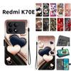 Чехол-книжка из искусственной кожи ручной работы для Xiaomi Redmi K70E, противоскользящая противоударная крышка с ремешком на запястье и дизайном в виде сердца/розы/кошки