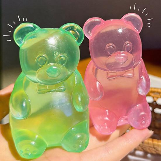 Прозрачная игрушка-пищалка Медведь Снятие тревоги и стресса Форма медведя Сахарный шар от стресса Сенсорная игрушка Мягкая эластичная игрушка-антистресс