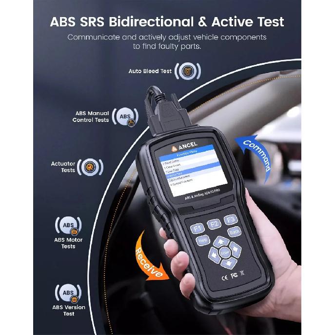 ANCEL AD610 PRO Автомобильный OBD2 сканер ABS Bleeding SRS SAS Подушка безопасности Масло Индикатор EPB Сброс Двунаправленный Диагностический инструмент Считыватель кодов