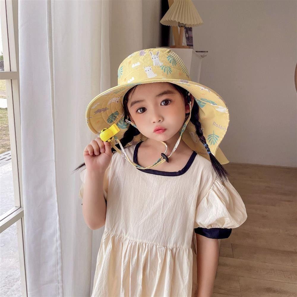 With Whistle Summer Baby Hat Neck Ear Cover Kids Beach Caps Outdoor Sports