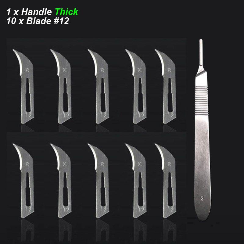 Scalpel Blades Handle Thick Long Carbon Steel Carving Metal Office Surgical Stationery Medical Cutter Knife Number 10 11 12 15