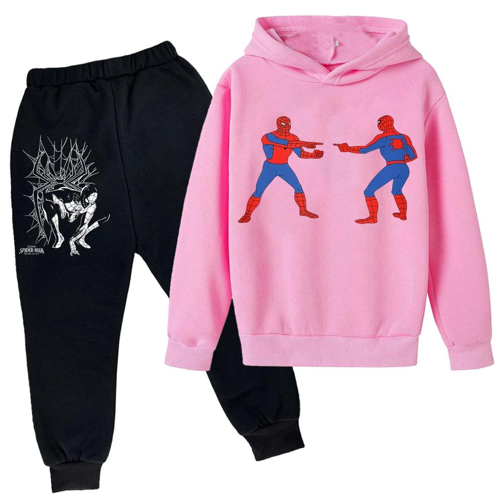 Kids Printed Hoodie and Sweatpants Set Long Sleeve Loose Fit Pullover Outfit for Boys and Girls