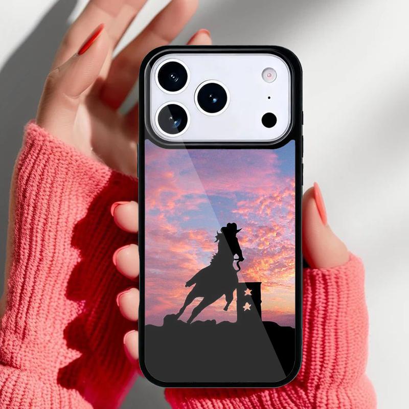 Sunset Cowgirl Horse Silhouette Phone Case for iPhone 17 Air 16e 15 14 13 Pro Max Back Cover for 12 11 Pro Coque