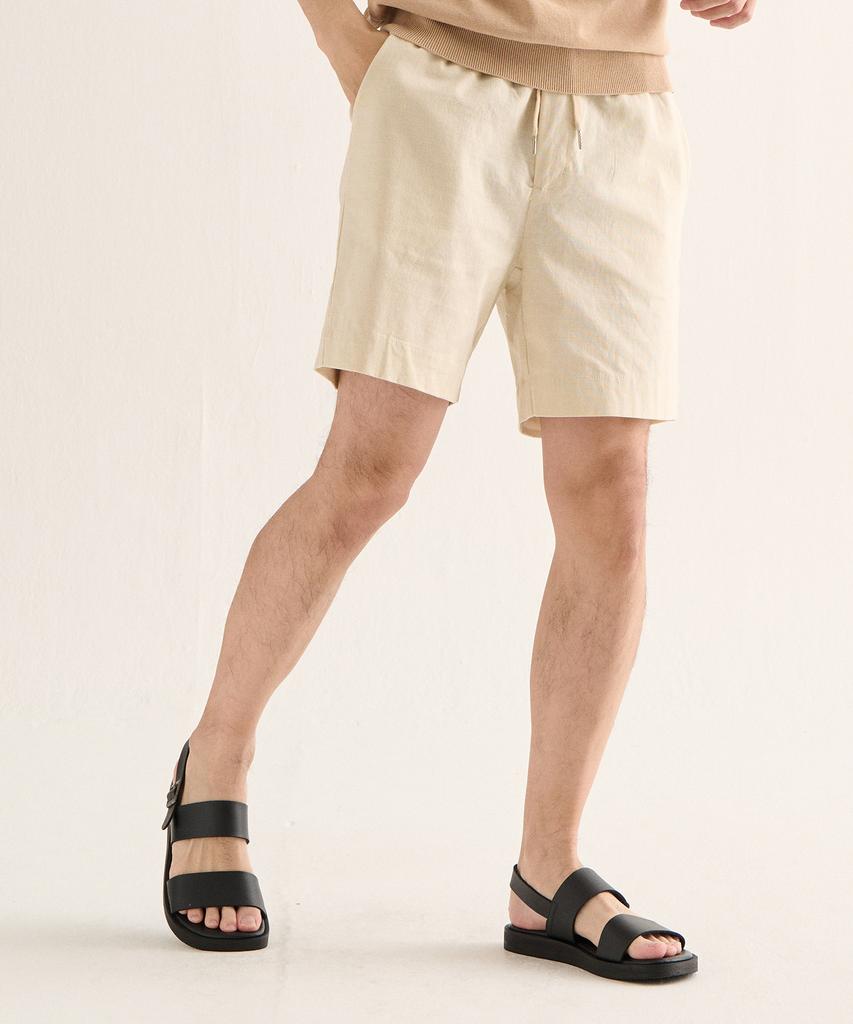 ANALOG MOOD Roll-Up Linen Shorts (Beige)