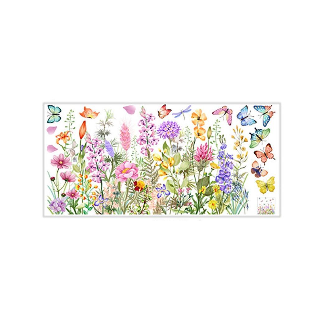 Self-adhesive Flowers Butterfly Wall Stickers Beautiful Background Decor Decals  Living Room