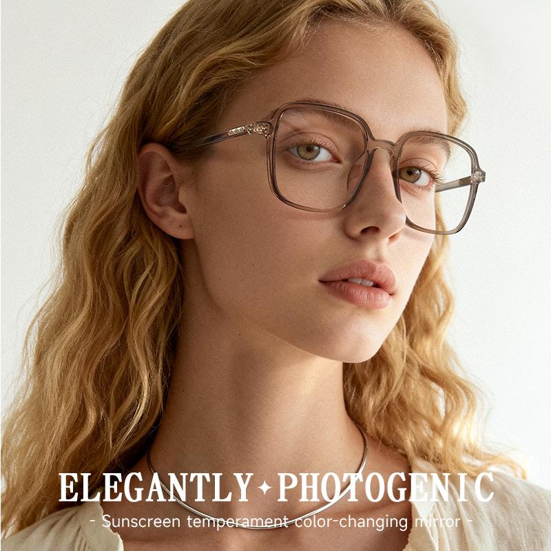 High Quality Fashion Sunglasses For Women Statement Making Big Square Photochromic UV400 Sunglasses Bold Look Transition Lenses Unisex