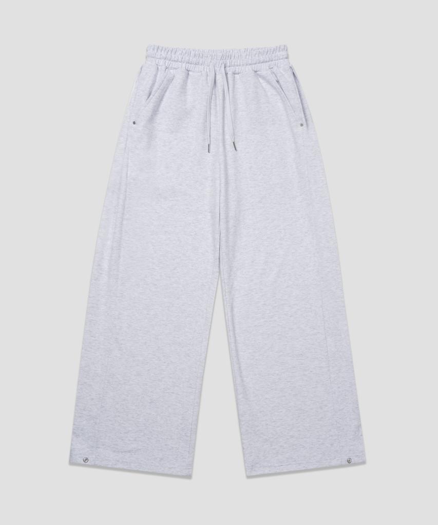 AGOD Side Tuck Snap Wide Sweatpants [White Melange]