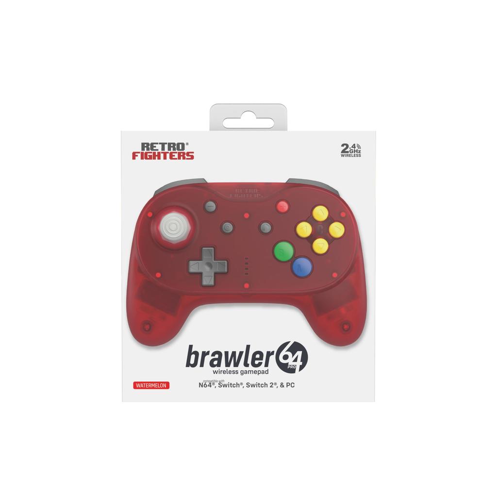 Беспроводной контроллер Retro Fighters Brawler64 Pro Series Красный с эффектом Холла Совместим с Nintendo 64 Switch Switch 2 ПК Джойстики, / / /