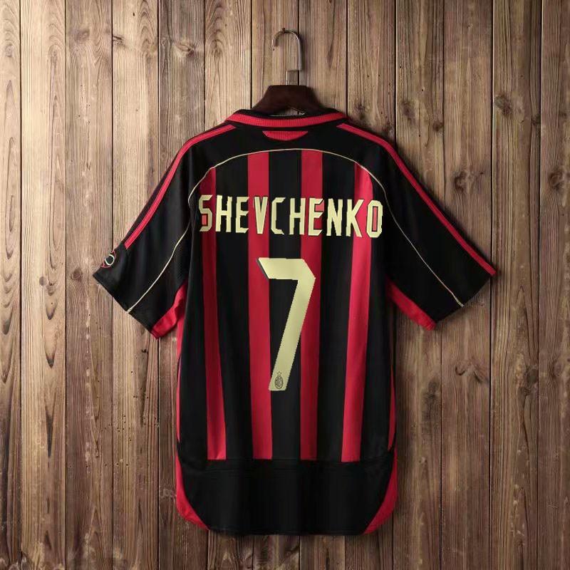 AC Milan 2006-07 Лига Чемпионов Домашняя футболка Пирло Кака 22 Короткий/Длинный рукав Ретро Футболка