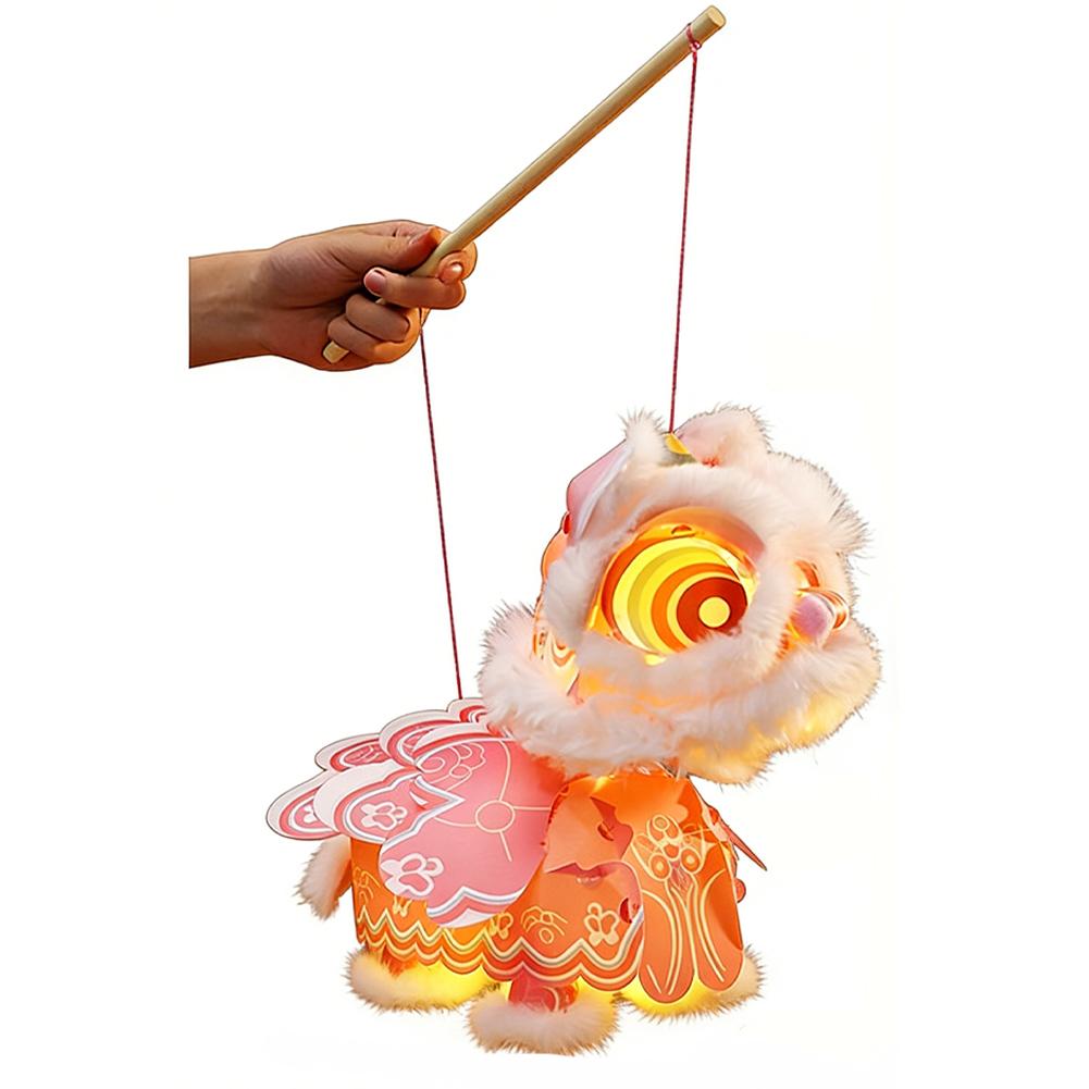 2026 Year Of The Horse Lion Dance Lantern Handmade DIY Material Package, Children's Handheld PVC Waterproof Luminous Toy