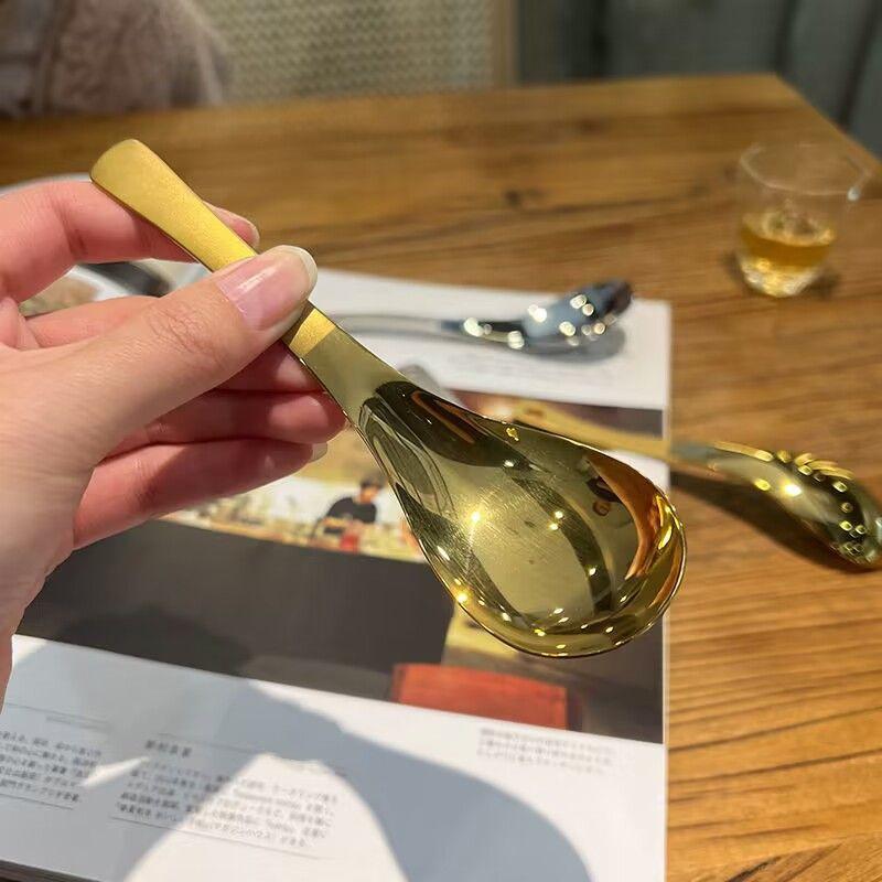 Ins нержавеющая сталь корейские суповые ложки для дома кухонный ковш емкость золото серебро зеркально полированные столовые приборы для кофейного стола посуда