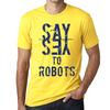 Мужская винтажная футболка Футболка с рисунком Say Yes to Robots Yellow
