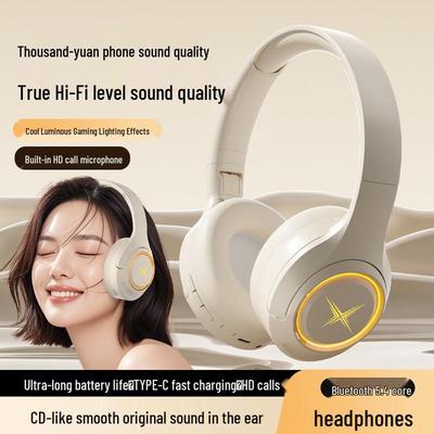 Новая игровая беспроводная Bluetooth-гарнитура 2025 года с шумоподавлением, слотом для карты, светящимся дизайном и увеличенным временем работы от аккумулятора.