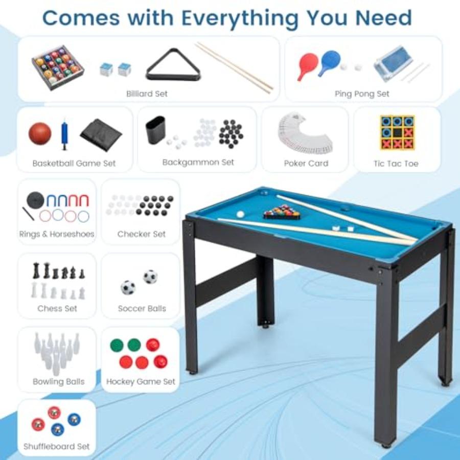 Multi Game Table 48 14 in 1 Combo Game Table with Basketball Billiards Foosball Ping Pong Hockey Shuffleboard Bowling Chess Che