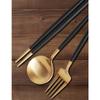 Menard Stella Cutlery Set for 2, Gold Black, 2p Spoons + 2p Chopsticks + 2p Forks, Korean Popular Tableware
