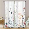 2 Pieces Modern Floral Watercolor Curtains, Polyester Fabric, Machine Washable, Suitable For Bedroom Living Room Decoration