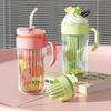 550ML Stripe Glass Water Bottle With Tea Infuser Transparent Glass Cup With Straw Ice Coffee Mug Milk Tea Juice Drinking Bottle
