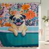 Nordic Style Flowers Leaves Animals Shower Curtain Cat and Dog Printed Bathroom Bath Curtain Home Decoration Curtain With Hooks