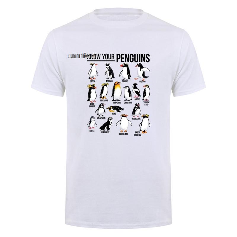 Know Your Penguins T Shirt Funny Penguin Species TShirt Cool Gift Streetwear Short Sleeve T Shirt Tops HJ018