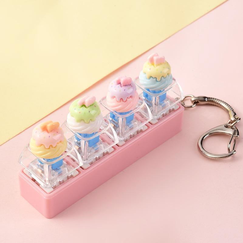 4-Key Smooth Fidget Keychain Portable Stress Reliever Mini Anxiety Relief Toy for School Students