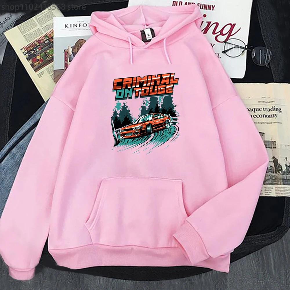 Initial D Touge Drift Mounted Men Hoodies Men JDM Car Sweatshirt Womnen Silvia S13 Criminal on Prints Unisex Clothing