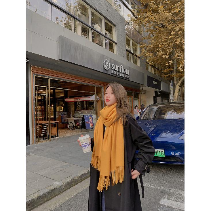 Женский толстый теплый однотонный шарф осень-зима новый стиль кашемировый шарф универсальный шерстяной шарф