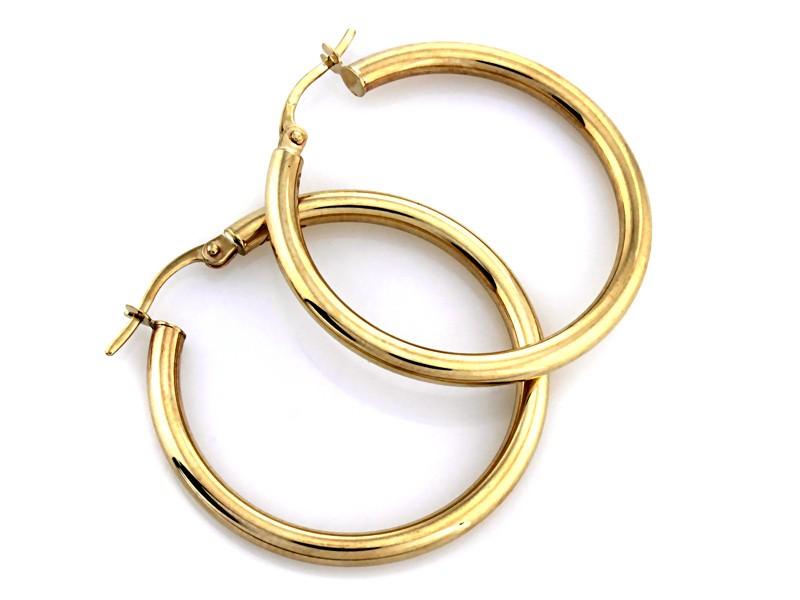 Women's 585 gold earrings with a hoop, fashionable and stylish