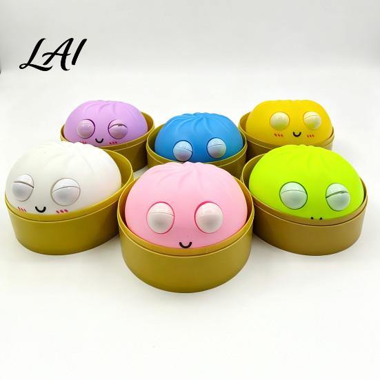 Portable Squeeze Fidget Cute Bun Toy with Steamer Slow Rising TPR Sensory Play for Kids Adults Expressions Desk Decompression And Stress